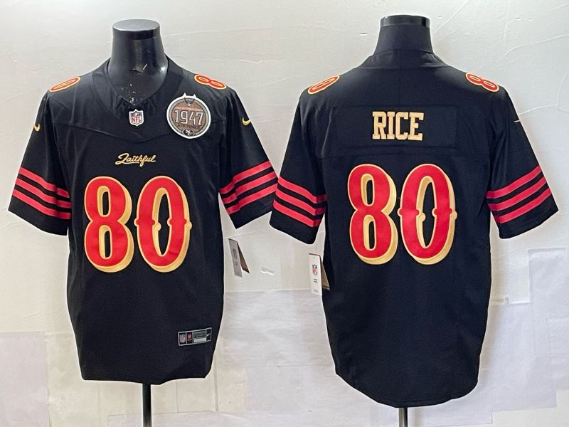 Men 2025 San Francisco 49ers #80 Rice black 5th generation Nike Limited NFL Jersey style  002->san francisco 49ers->NFL Jersey